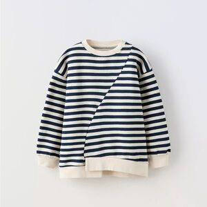 *BRAND NEW Zara Striped Navy & Cream Kids Sweatshirt Size 11/12